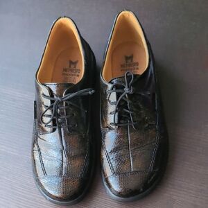 Mephisto Black Genuine Leather Oxfords Shock Absorber Polished Finish Us 7.5